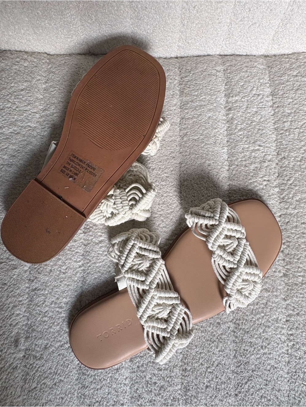 torrid Cream Macramé Double-Strap Slide Sandals